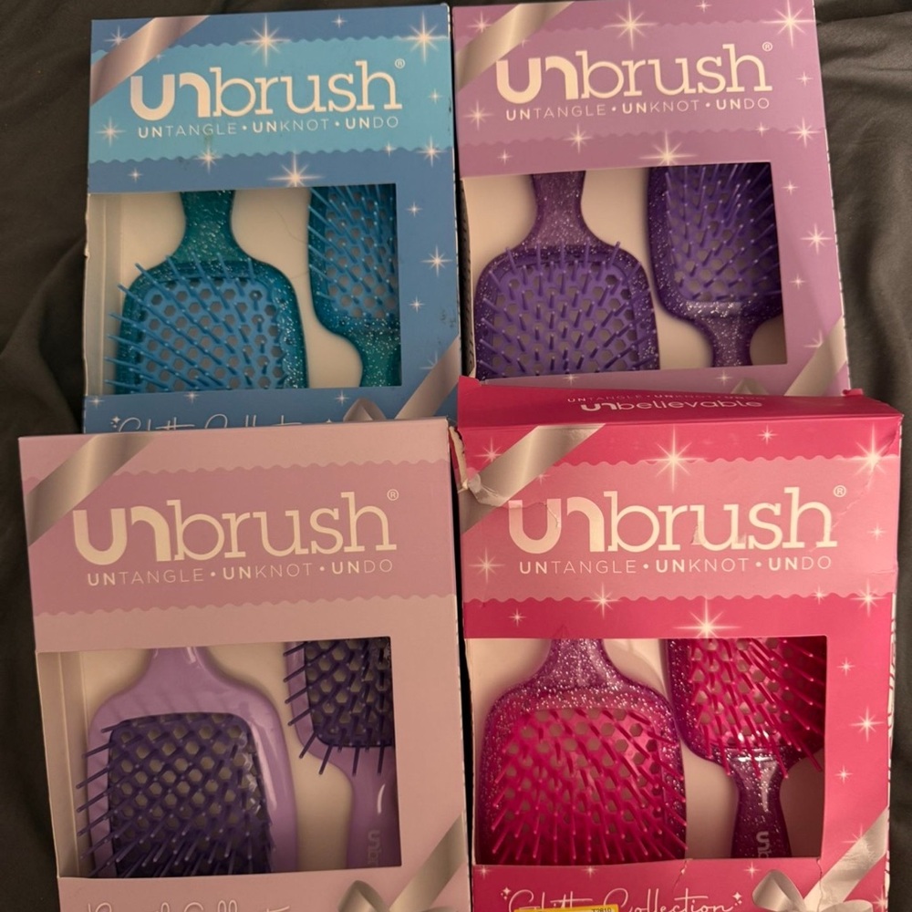Glitter Collection Hairbrush Set - Blue, Purple, Pink